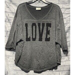 Bobbie Brooks Love Tee Womens 2X Tshirt Top Gray Vneck Jersey Shirttail Hem